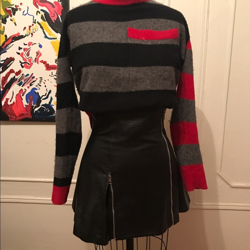 Vintage Norma Kamali High Waist Lambskin Skirt