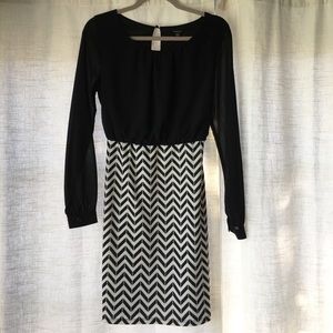 Black and chevron print dress