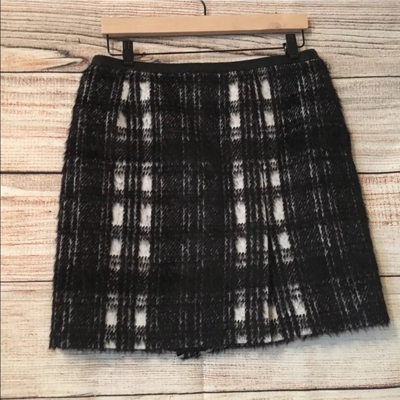 Coach plaid wrap mini skirt black white leather - Picture 4 of 6