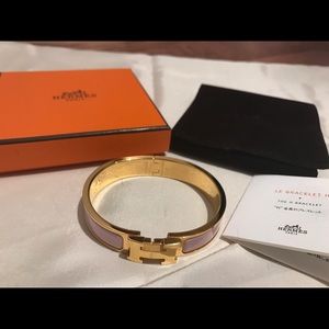 SOLD ❌Authentic Hermes Pink Enamel Gold H Bracelet