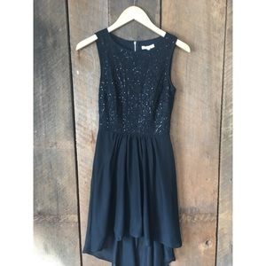 Elegant and Black High-Low Dress