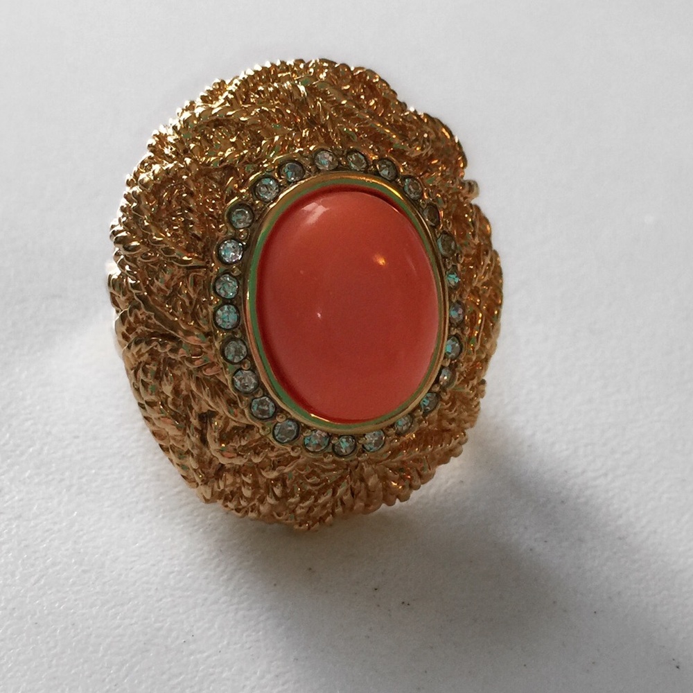 Banana Republic Coral & Gold Statement Ring