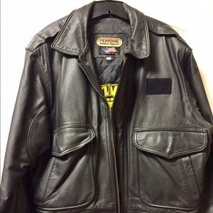 MENS Black Leather Aviator Jacket