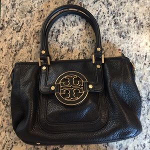 Tory Burch Leather Amanda Satchel (black)