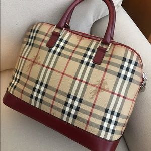 Burberry Burgundy London Plaid Handbag