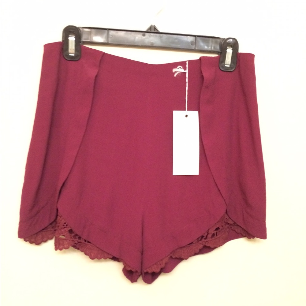 High waist maroon lace shorts!