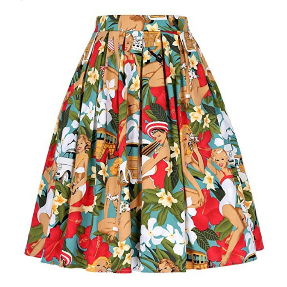 SALE🔥 Rockabilly vintage style swing midi skirt