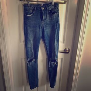 Skinny ripped jeans!