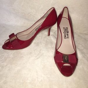 Ferragamo Pola Patent Leather Pump