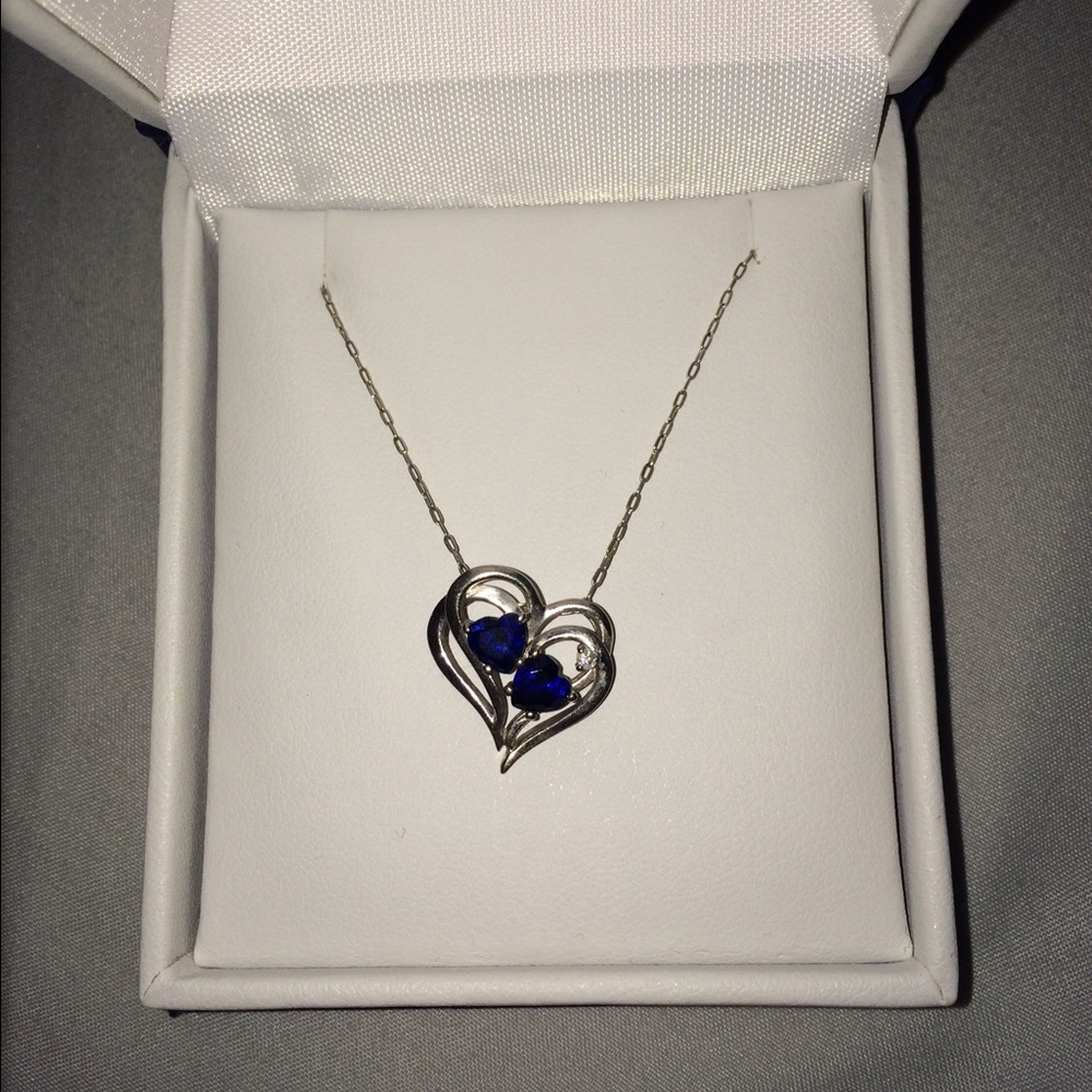 Sterling Silver Faux Sappire Necklace