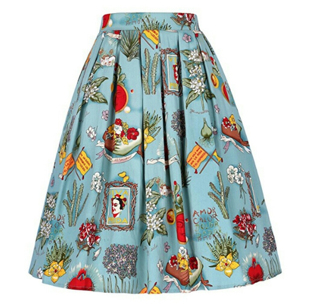 Rockabilly swing 50s vintage style midi skirt XL