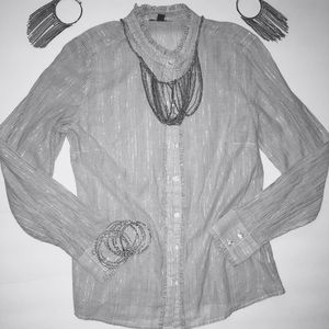 Gap blue/white striped cotton/metallic shirt