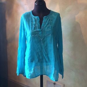 Bill Blass Aqua Tunic Top