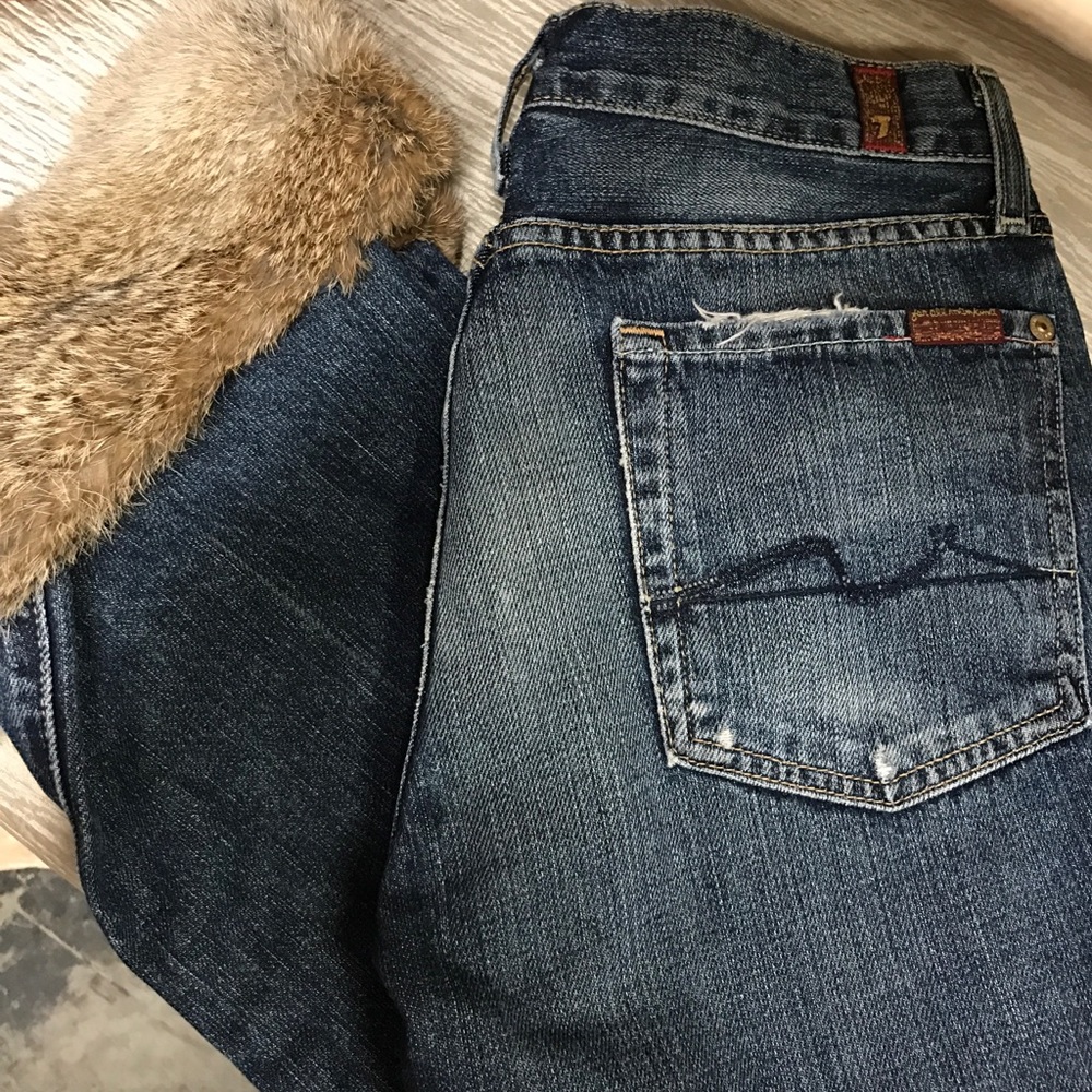 7For All Mankind Rabbit Fur Crop Jeans