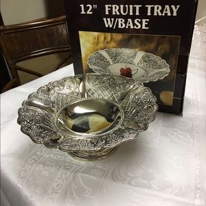 Six 12 inch Silverplate fruit tray on leg