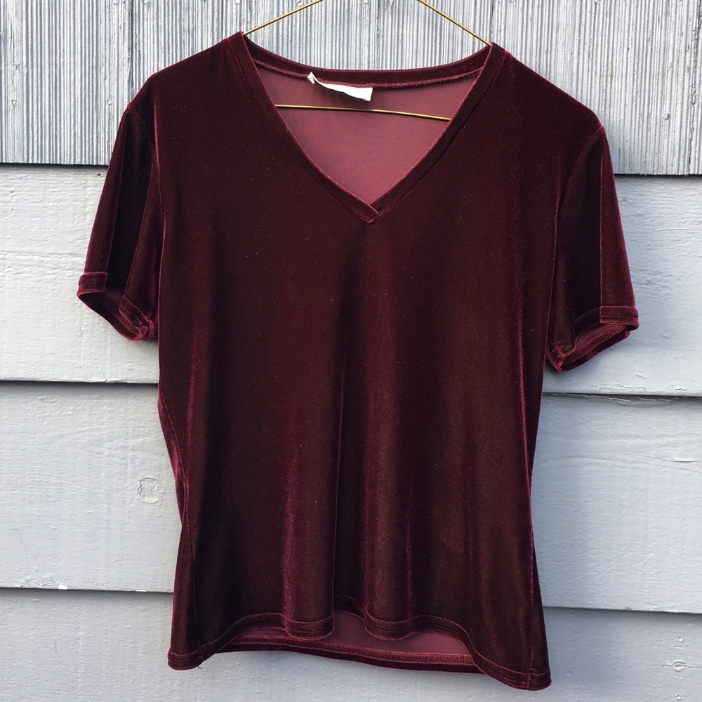Crop Top Stretch Crushed Velvet Tee 90s Shirt