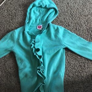 Aqua colored zip up sweater