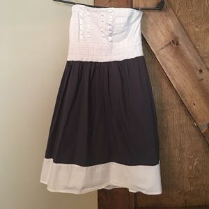 Strapless mini dress, white and grey