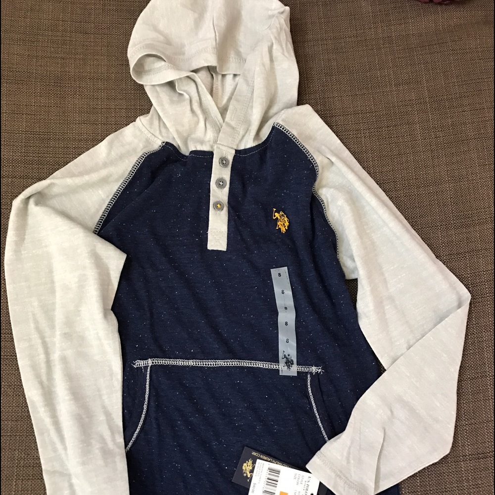 U.S. Polo Assn. Navy Fleck & White Raglan Hoodie