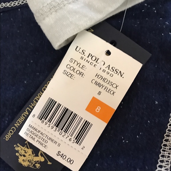 U.S. Polo Assn. Navy Fleck & White Raglan Hoodie - Picture 2 of 3