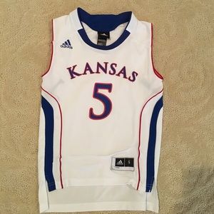 Basketball jersey Kansas 5 white with blue