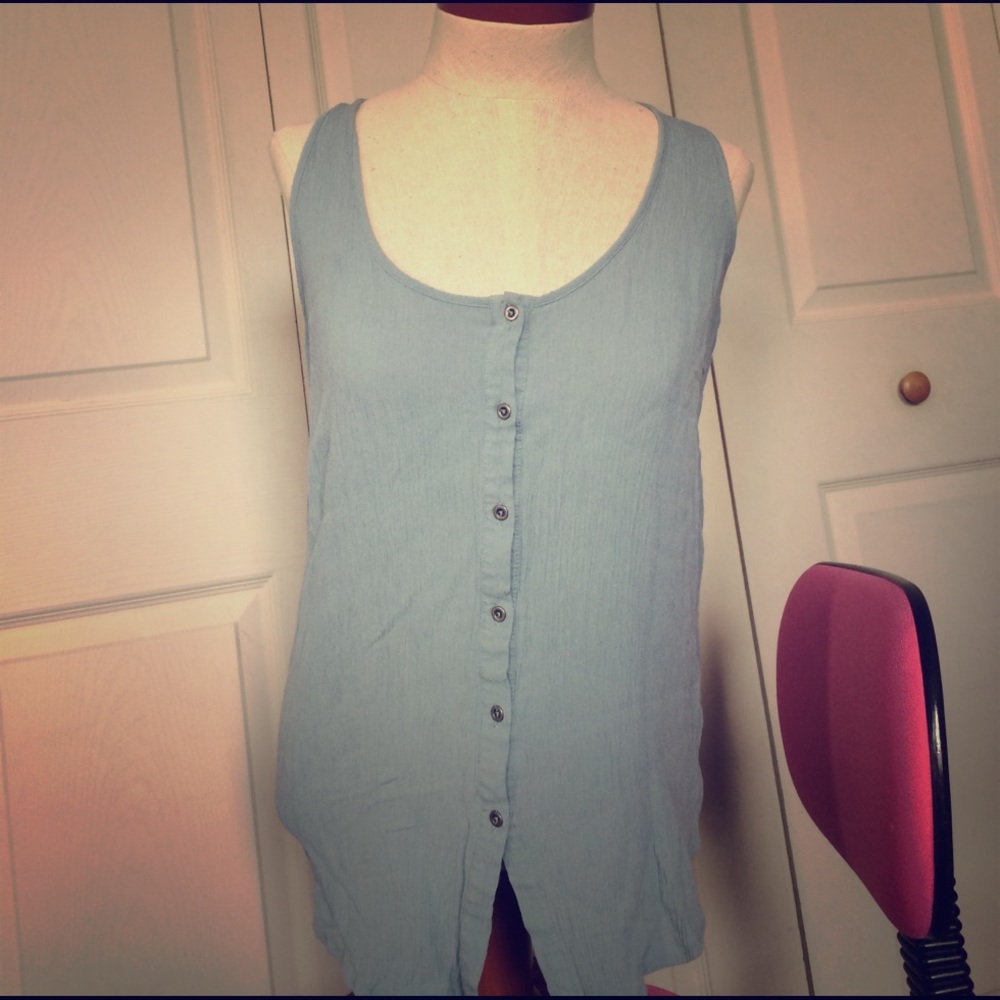Forever 21 blue button down tank