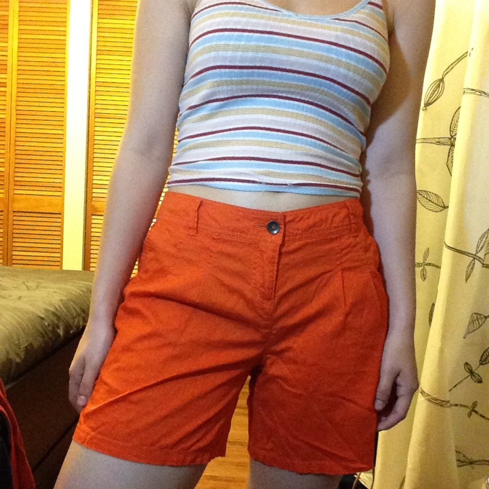 retro bright orange shorts