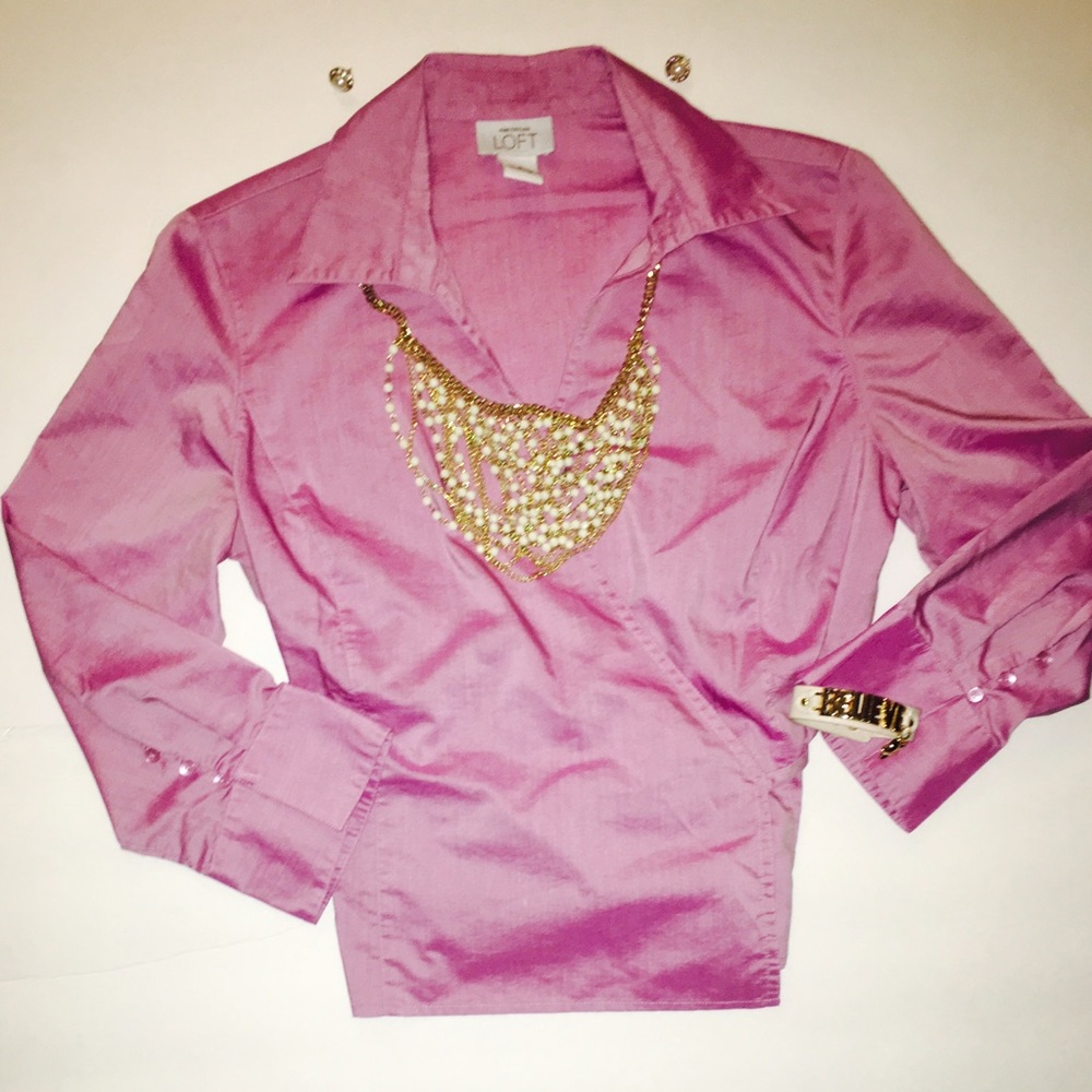 Ann Taylor Loft cotton/polyester wrap shirt