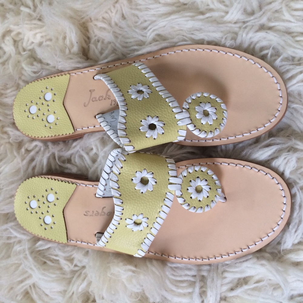 Brand new pale yellow/white jack Rogers sandals