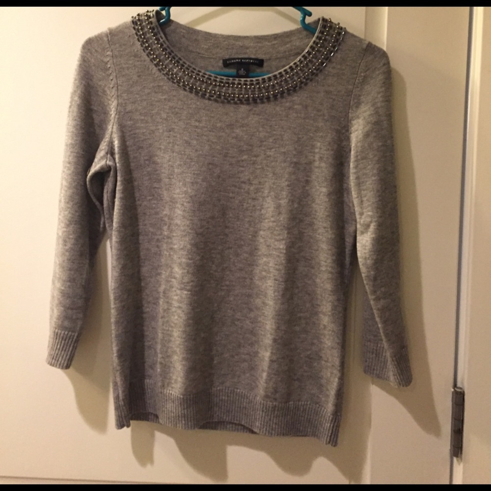 Banana Republic Gray beaded crewneck sweater