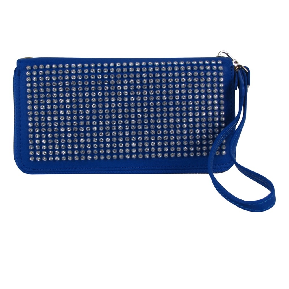 Blue Studded Rhinestone Look Fashion Wallet