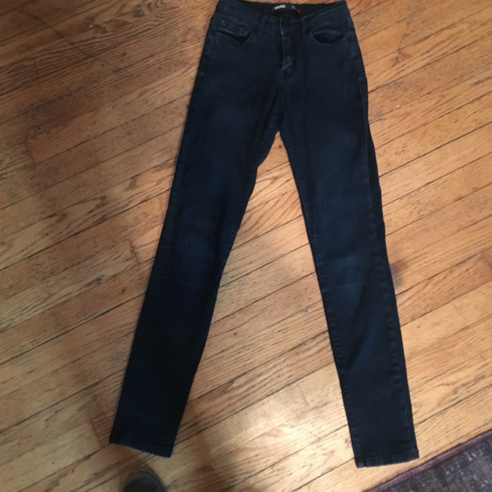 Dark navy blue BDG cigarette high rise jeans