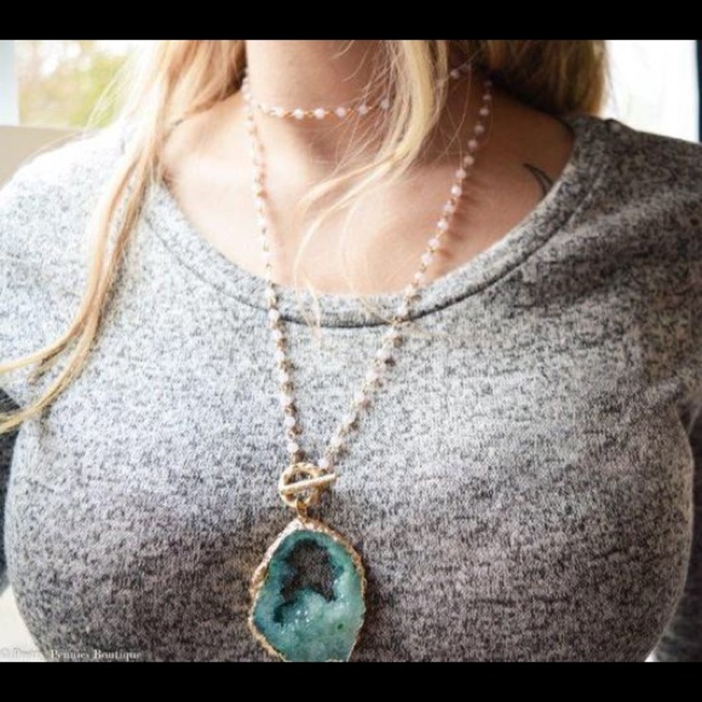 Green druzy necklace