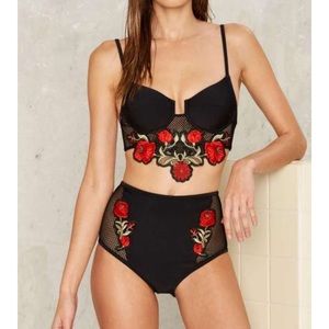 Nasty Gal Rose Garden Embroidered bottoms