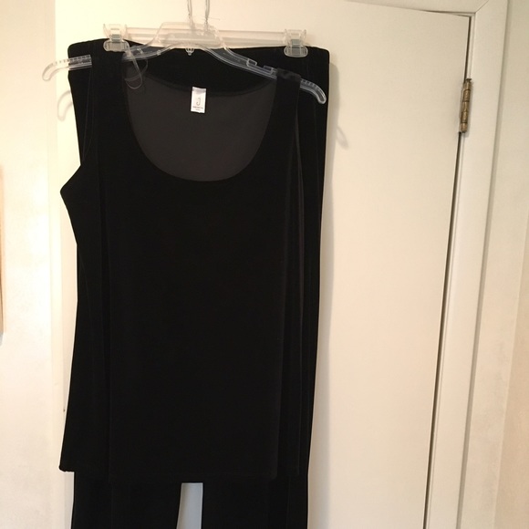 3 Piece Evening Black Jacket,Tank & Velvet Pants - Picture 2 of 6