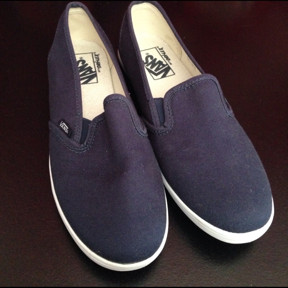 Vans Navy Slip Ons with Dri-Lex