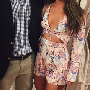 Floral Romper with cut-out