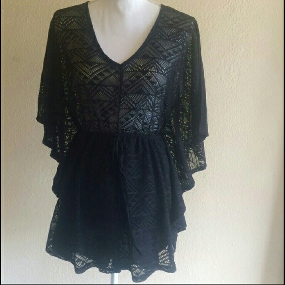 Black Geometric Lace Romper