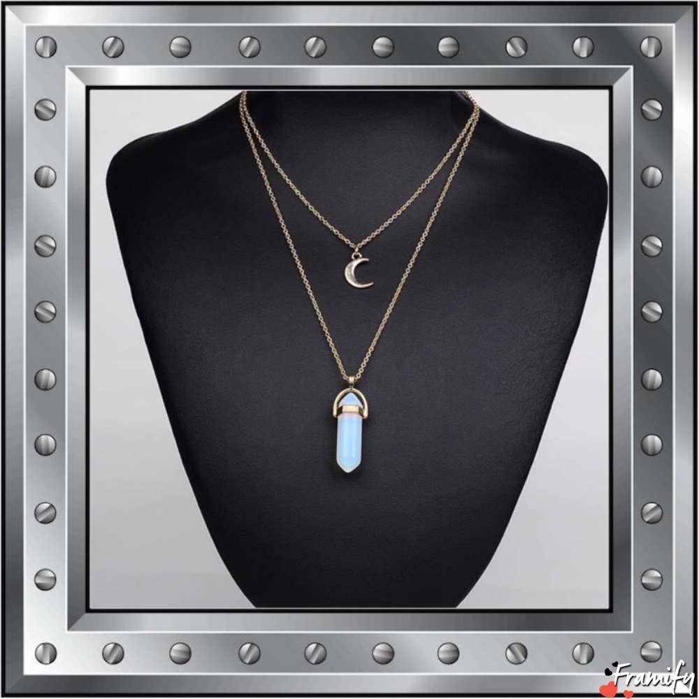 🎉HP🎉Chakra Healing Opal/Crescent moon necklace - Picture 2 of 2