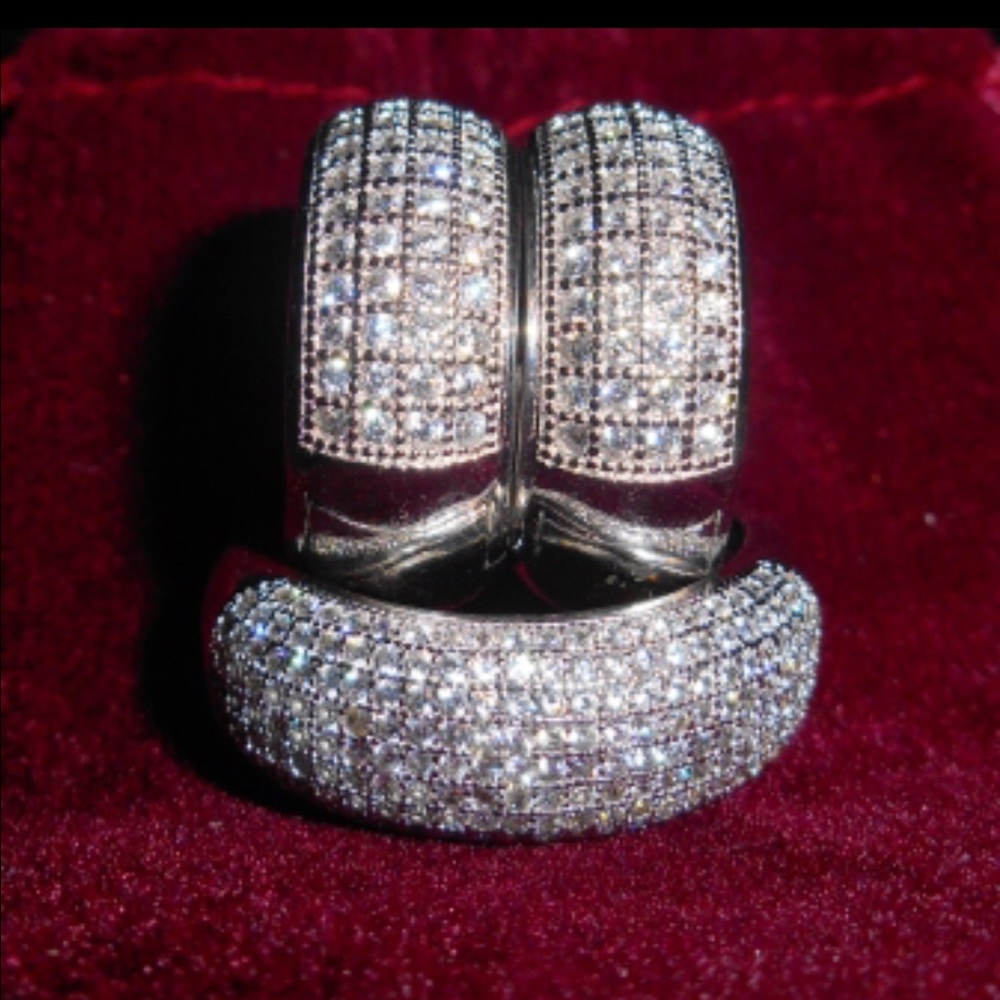 Brand new Pave Earrings and ring size 7