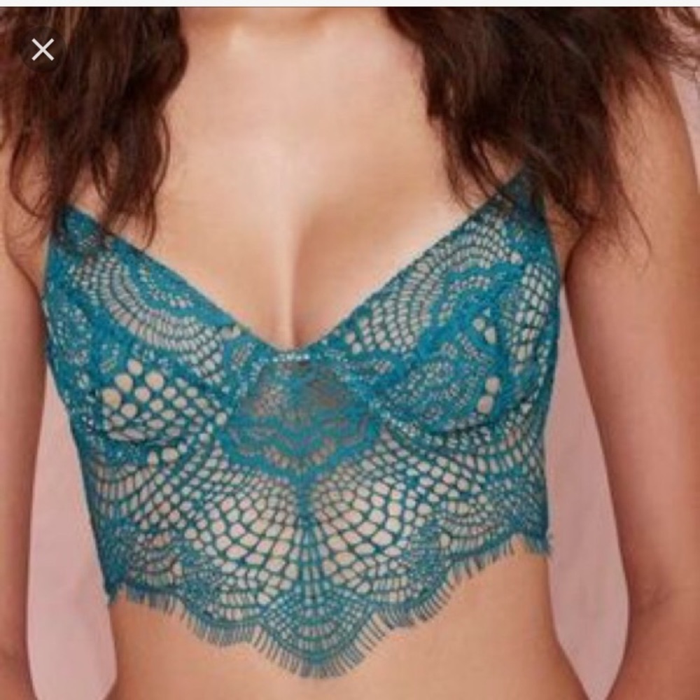 For Love and Lemons Bat Your Lashes Bra - Teal