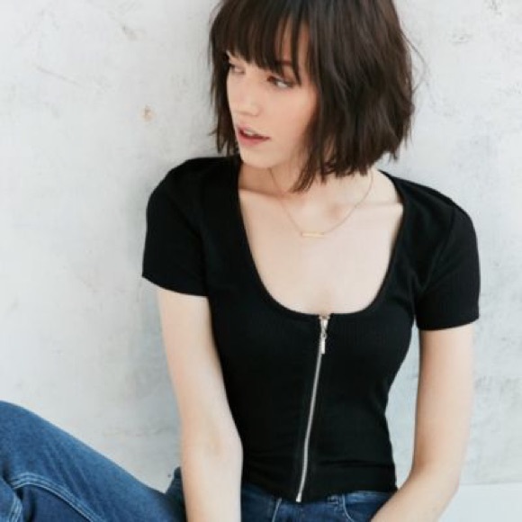 Urban Outfitters Tops - Urban Outfitters zipper shirt crop top