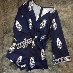 Bell Sleeve Navy Romper Size Small