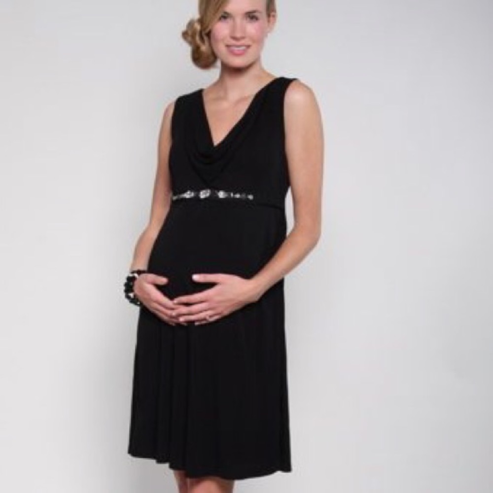 Fierce Mamas Black Cowl Maternity Dress