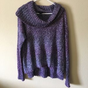 Purple/White Cowl Neck Sweater 🌷