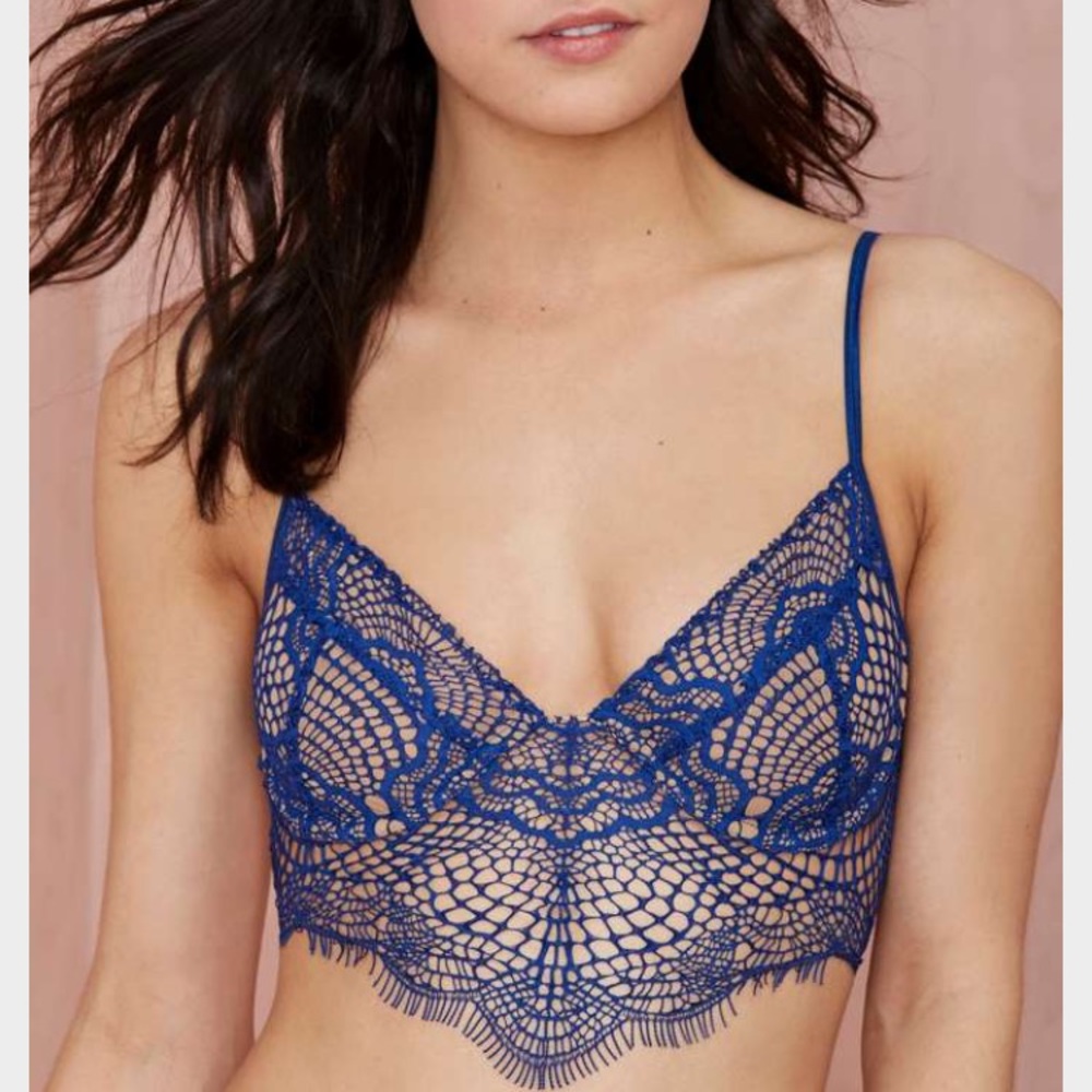 For Love and Lemons Bat Your Lashes Bra - Blue