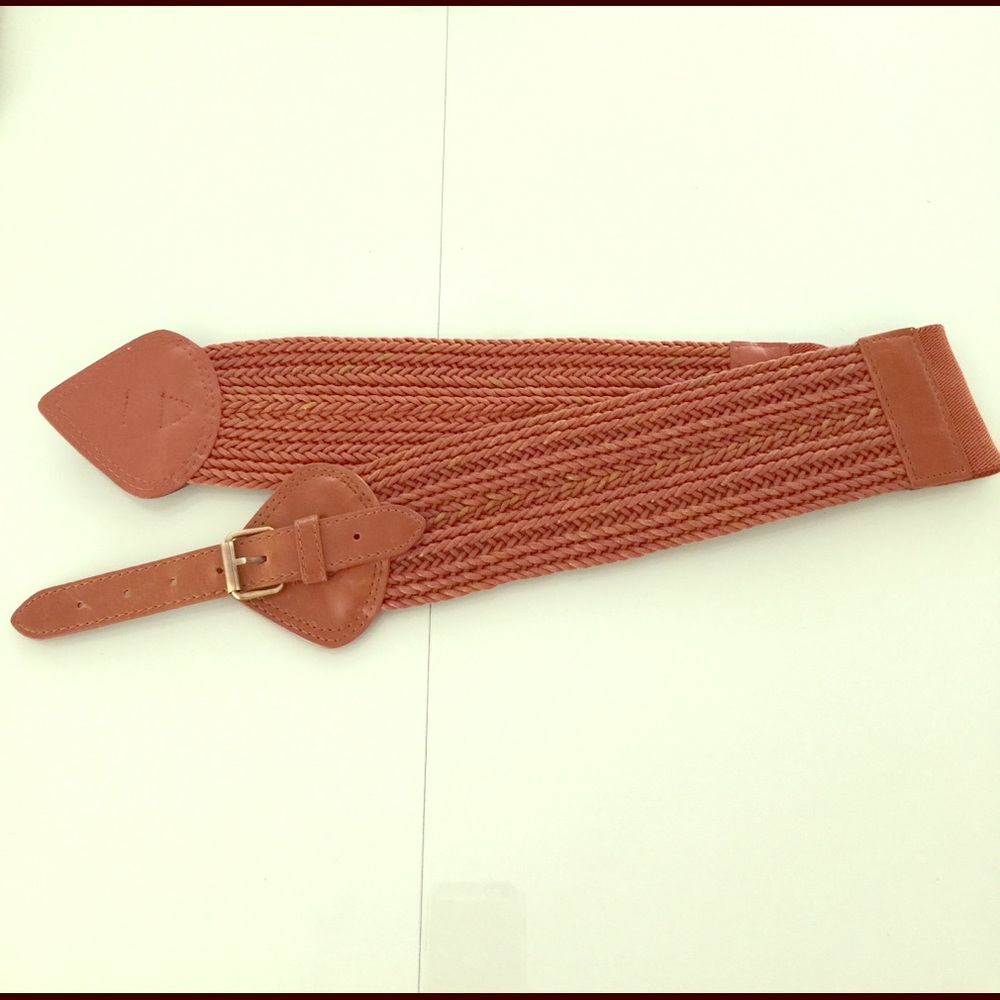 BCBG Max Azria Brown Leather Woven Belt