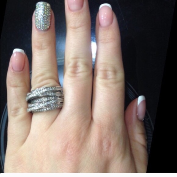 ON SALE ! NEW MULTI LAYERED PAVET RING SIZE 6.5 - Picture 2 of 4