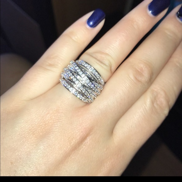 ON SALE ! NEW MULTI LAYERED PAVET RING SIZE 6.5 - Picture 3 of 4