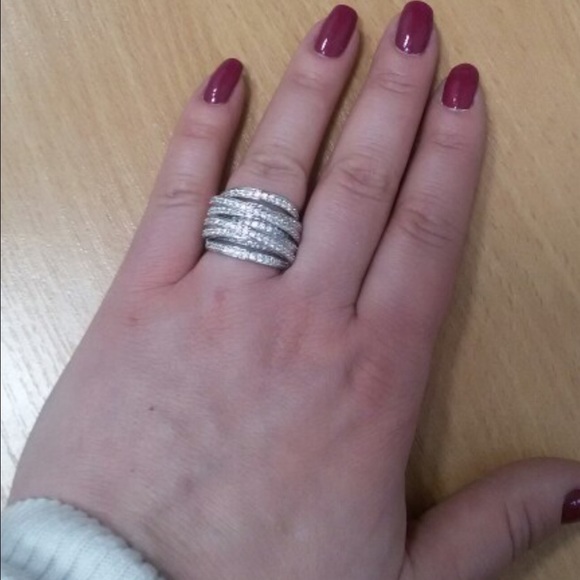 ON SALE ! NEW MULTI LAYERED PAVET RING SIZE 6.5 - Picture 4 of 4